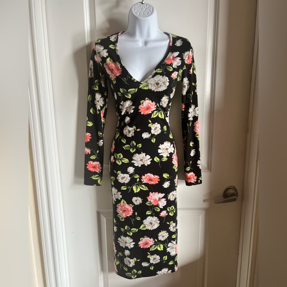 Club L London Floral Print Stretchy Midi Dress - UK 8 US Size 4